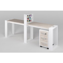 Двухместный маникюрный стол с подставкой для лаков и тумбой "Matrix"