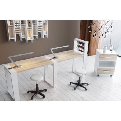 Двухместный маникюрный стол с подставкой для лаков "Matrix"